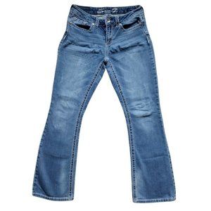 Seven7 Women's Size 10‎ Blue Denim Flare Stretch Jeans Slightly Distressed